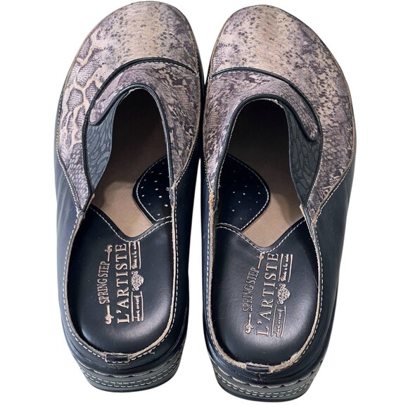 L'Artiste By Spring Step Black Chino Python Clog Womens Shoes Size EU 41 US 9.5 - Picture 5 of 9